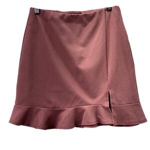 2 Saints Mauve Pink Ruffle Hem Mini Skirt Womens Medium NWT Flirty‎ Stretch